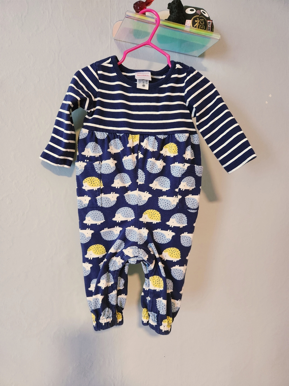 Hanna Andersson 6-12 Month Striped Hedgehog Bodysuit